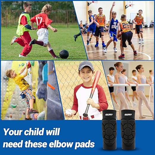 EULANT Soft Elbow Pads and Knee Pads for Kids Basketball Soccer,Breathable & Lightweight Compression Elbow and Knee Pad Guards,Sports Gear for Baseball Football Volleyball Wrestling Cycling(Large)