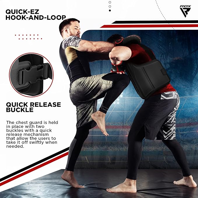 RDX Boxing Body Protector, MMA Kickboxing Muay Thai Boxing Chest Guard, Sparring Training Heavy Punching, Kara Adjustable Strike Shield, Martial Arts Upper Body Ribs Protection Pad, Taekwondo Vest