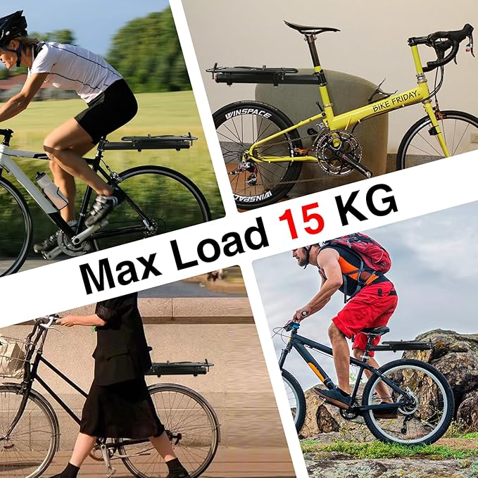 WEEROCK Adjustable Universal Rear Bike Rack, Fits 20" 24" 26" 27.5" 29" Inch Bicycles, MTB, 15kg/33 lbs Load Capacity Steel Bicycle Carge Rack, Easy Installation on Bicycle Seat Post