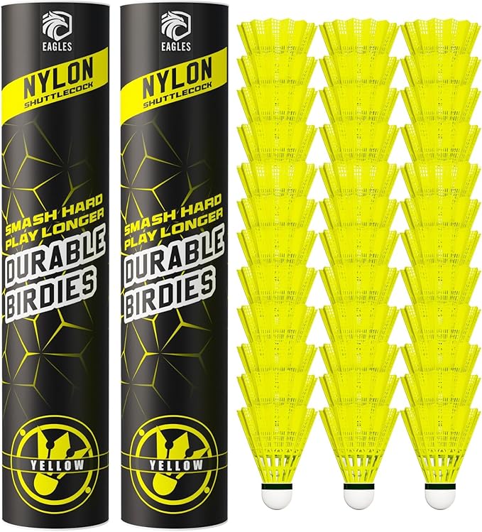 EAGLES Badminton Birdies - Nylon Bedminton Shuttlecocks for Softball/Baseball Batting Training - Highly Stable & Durable 24 Pack, 12 Pack or 6 Pack Shuttle Balls for Indoor and Outdoor Matches