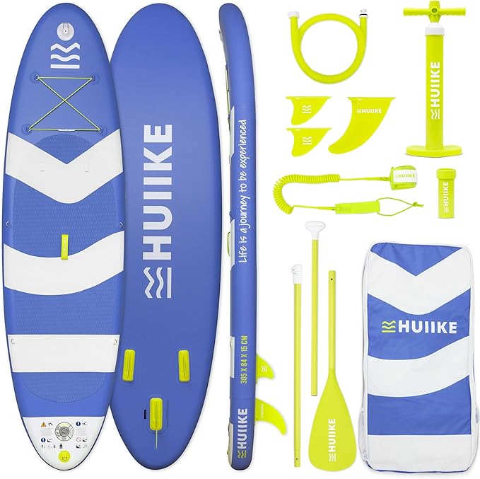 HUIIKE インフレータブルパドルボード 大人用 アクセサリー付き（オール、フィン、ポンプ）。抜群の安定性と耐久性を持つスタンドアップパドルボード。10フィート x 33インチ x 5.9インチ、最大積載量286ポンド