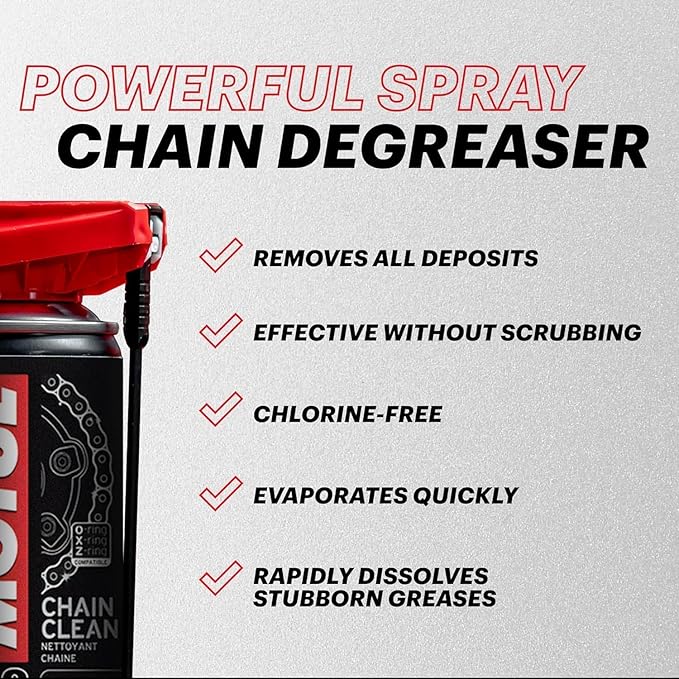 Motul C1 Chain Clean – Motorcycle Chain Cleaner for Dirt Bike, Street Bike, ATV, UTV & O-Ring/X-Ring Chains, Heavy Duty Degreaser Spray, Removes Grease & Grime Fast, 9.8 oz