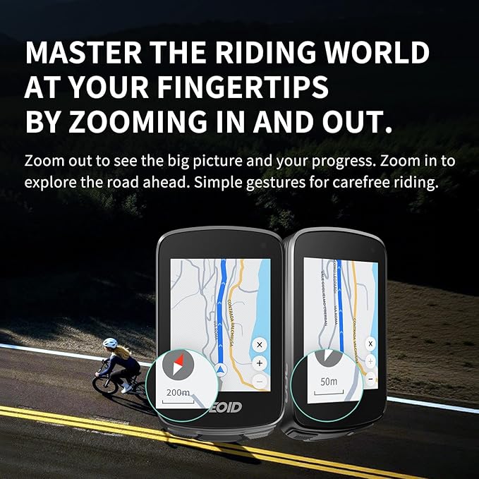 GEOID CC700 Pro 2.8" Color Touchscreen GPS Bike/Cycling Computer, Map Navigation with Re-Route Planning, WiFi Auto-Sync, ANT+/Bluetooth, Message Notification, IPX7 Waterproof, Free Indoor Training