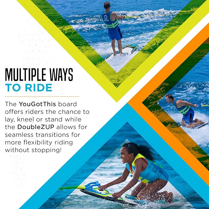 ZUP You Got This 260 Board and Handle Combo with EVA Foam Padding, All-in-One Kneeboard, Wakeboard, Wakeskate, and Wakesurf Board for Kids, Teens, and Adults, 51.7" x 23.8" x 4.6"