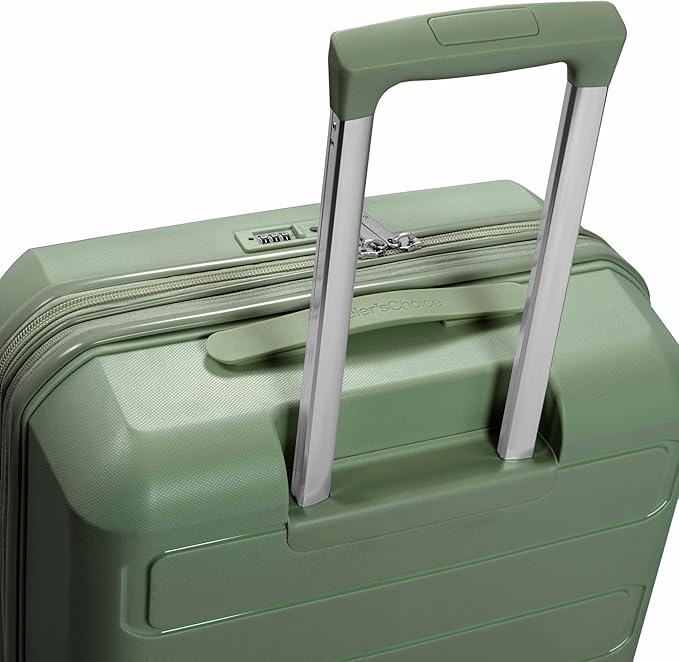 Traveler's Choice Pagosa Hardshell Expandable Luggage with Spinner Wheels, Green, 2-Piece Set (22/26)