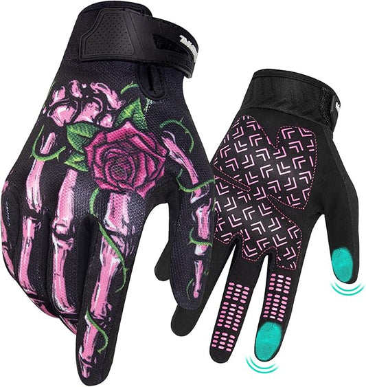 RIGWARL Motorcycle Gloves for Men Women Touchscreen, Lightweight Dirt Bike Glove Non-Slip, Skeleton Motorcycle Riding Glove