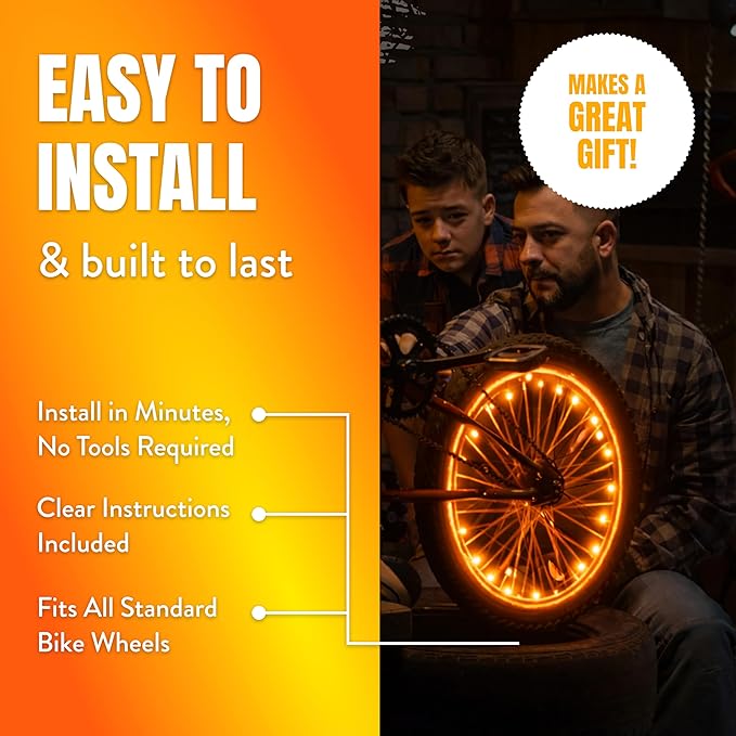 Activ Life LED Bike Wheel Lights with Batteries Included! Get 100% Brighter and Visible from All Angles for Ultimate Safety & Style (1 Tire Pack)