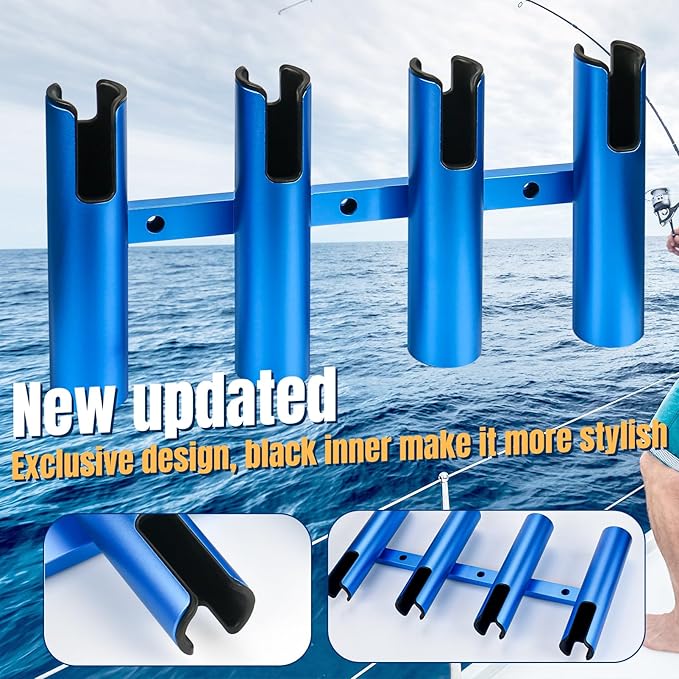 Marinebaby Aluminum Fishing Boat Rod Holder,3/4 Link Tube Aluminum Rod Rack, Suit Boats & Yacht ,Silver