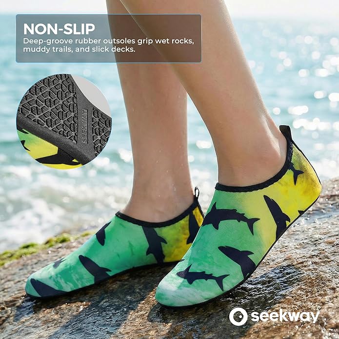 SEEKWAY Water Shoes Women Men Adult Quick-Dry Aqua Socks Barefoot Non Slip for Beach Swim River Pool Lake surf Black SK002(U)