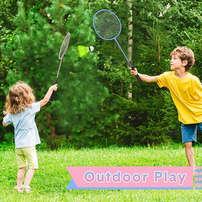 12 Pack Badminton Rackets Set Including Badminton Racquets, Nylon Shuttlecocks and Carry Bag for Outdoor Backyard Games Beginners