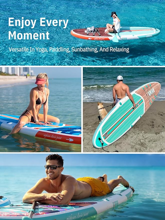 Niphean Inflatable Stand Up Paddle Board with SUP Accessories, Anti-Slip EVA Deck, 10’6’’ Inflatable Paddle Boards for Adults & Youth of All Skill Levels