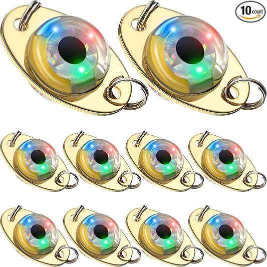 Skylety LED Fishing Lures Lighted Fishing Spoons Underwater Flasher Bass Halibut Saltwater Trolling Deep Drop LED Lighted Bait Flasher
