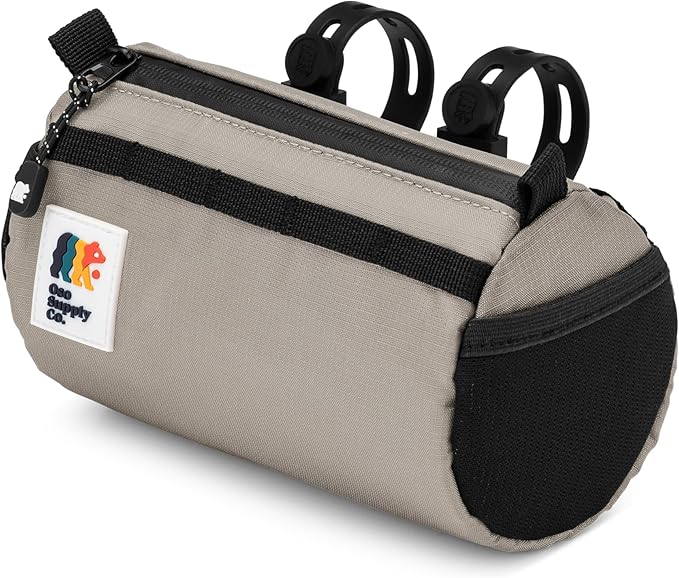 Oso Supply Co Handlebar Bike Bag – Water-Resistant Hard Shell with Quick-Access Zipper, Side Mesh Pockets, and Spacious Storage – Ideal for Cycling, Commuting, and Adventure Rides (Smoke Gray)