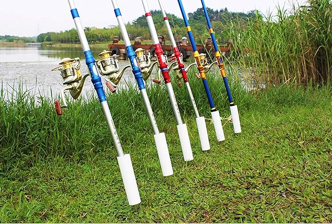 4 Pack Fishing Rod Stand and Alarm - Reinforced PVC, Supports Bank, Beach and Ground Fishing