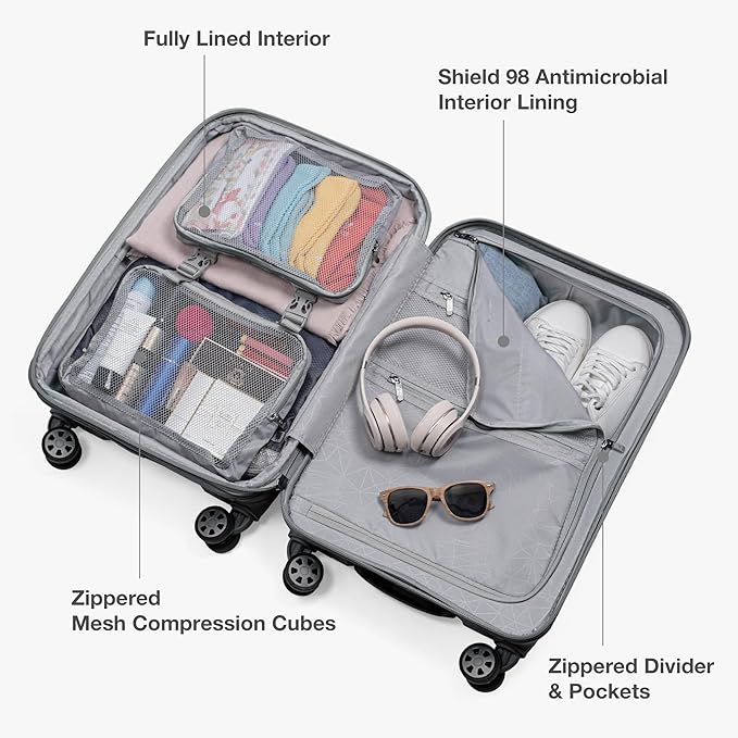 Traveler's Choice Pagosa ハードシェル 拡張可能荷物 スピナーホイール付き、グレー、30インチ 大型