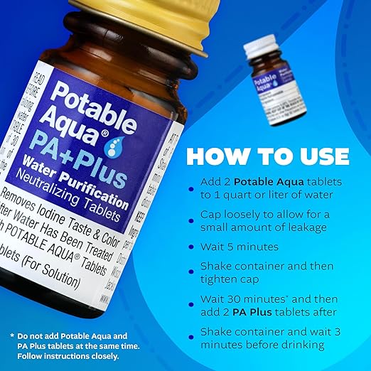 Potable Aqua浄水剤 PA Plus入り - 50錠入りボトル2本