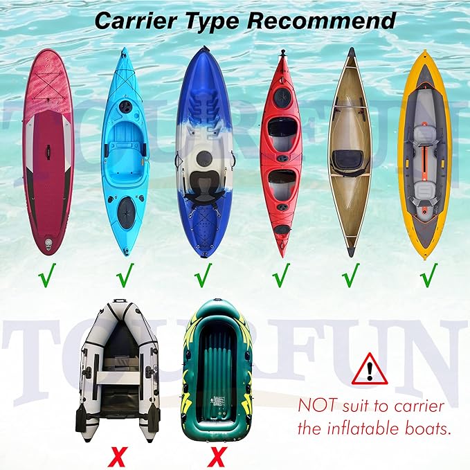 Kayak Cart, Paddle Board Cart Kayak Trolley Canoe Dolly SUP Carrier with Airless Tires