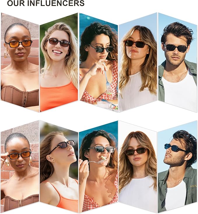 SOJOS Trendy Rectangle Polarized Sunglasses Womens Mens, Small Retro Fashion Thin Slim Square Sunnies SJ2610