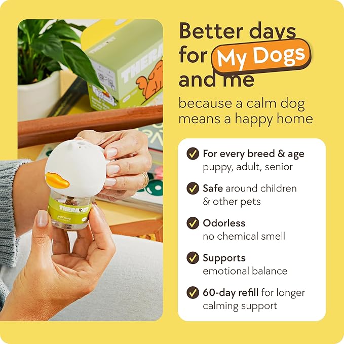 TherapetMD 2-Pack 120-Days Dog Calming Diffuser Kits - Dog Pheromone Diffuser for Stress, Destructive Behavior, Pee Accidents, Separation Anxiety, Barking & Chewing - 120-Days Refills - Box May Vary