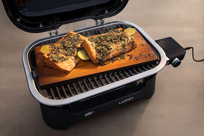 Weber Lumin Compact Outdoor Electric Barbecue Grill, Blue - Great Small Spaces such as Patios, Balconies, and Decks, Portable and Convenient