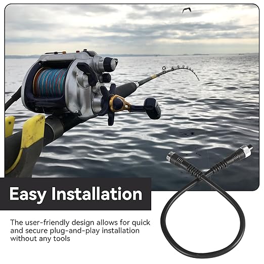 1.5FT Rust-Proof Electric Fishing Reel Battery Power Cable | Compatible with Daiwa Tanacom, Seaborg, Leobritz, BeastMaster & Shimano Reels | Super Air Cord for BM, LB, Prof, PrB, ProS Models