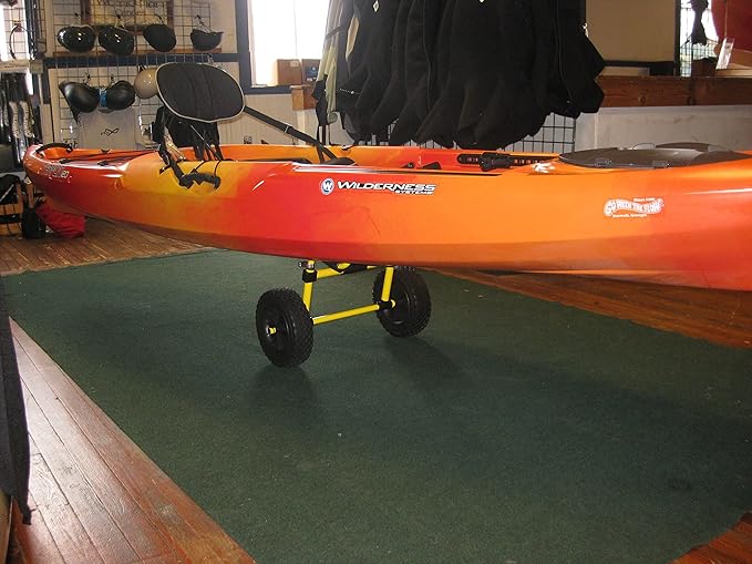 Suspenz Kayak Cart Trolley, Sit on Top SOT Adjustable Width Transport Carrier with No Flat Airless Wheels, Yellow, (22-0077)