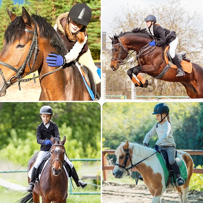 FINGER TEN Horse Riding Gloves Equestrian Women Kids for Girls Boys Mesh Breathable Lightweight Color Pack, Comfortable Grip for Summer