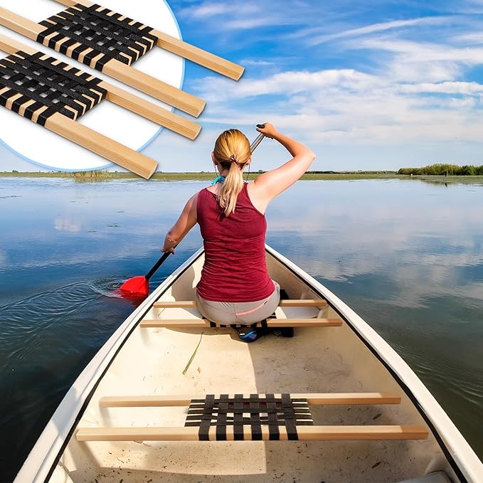 2 Pcs 34 Inch Canoe Webbed Seat Outdoor Caned Seat Replacement Canoe Hardware Accessories Weather-Resistant for Kayaking Boating Fishing Camping