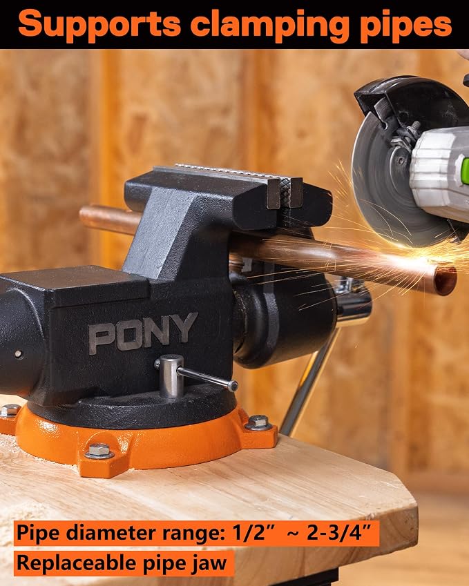 PONY 6 Inch Heavy Duty Bench Vise, 8800LBS Clamping Force Pro Workshop Vise