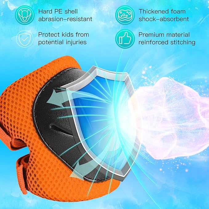 Wemfg Kids Protective Gear Set Knee Pads for Kids 3-14 Years Toddler Knee and Elbow Pads with Wrist Guards 3 in 1 for Skating Cycling Bike Rollerblading Scooter