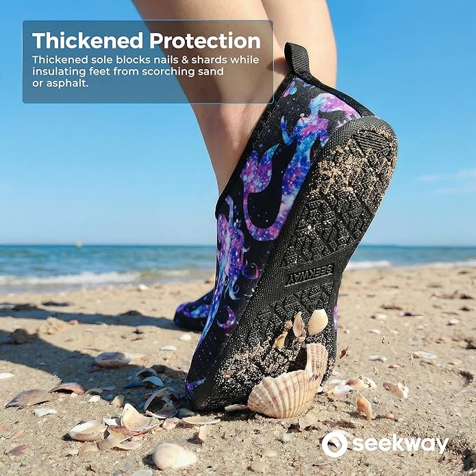 SEEKWAY Water Shoes Women Men Adult Quick-Dry Aqua Socks Barefoot Non Slip for Beach Swim River Pool Lake surf Black SK002(U)