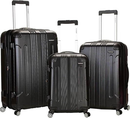 Rockland London Hardside Spinner Wheel Luggage, Black, 3-Piece Set (20/24/28)