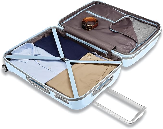 Samsonite Freeform ハードサイド 機内持ち込み手荷物 スピナーホイール付き - ハードシェル スーツケース - TSA承認、航空会社承認 - 拡張可能なハードシェル、軽量旅行用スムーズなローリングホイール - スカイブルー