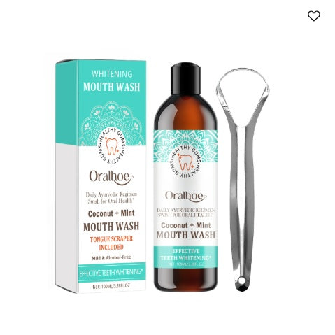 Oralhoe ココナッツミントマウスウォッシュ、歯のホワイトニング、黄ばみ、舌苔除去、口臭ケア