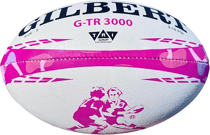 Rugby Imports X Gilbert G-TR3000 Pink Camo Rugby Ball - Adult and Youth Sizes 3, 4, and 5