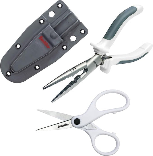 Smith’s Lawaia 51255 Pliers - Scissors Fishing Combo - Pliers - Scissors - Sheath - Removable Belt Clip - Durable Stainless Steel - Fishing Tool Kit - Gift