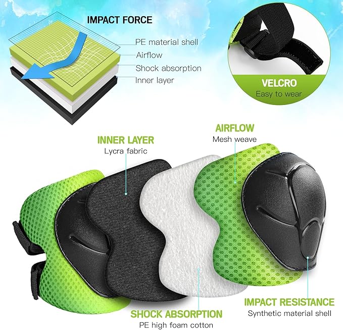 Wemfg Kids Protective Gear Set Knee Pads for Kids 3-14 Years Toddler Knee and Elbow Pads with Wrist Guards 3 in 1 for Skating Cycling Bike Rollerblading Scooter
