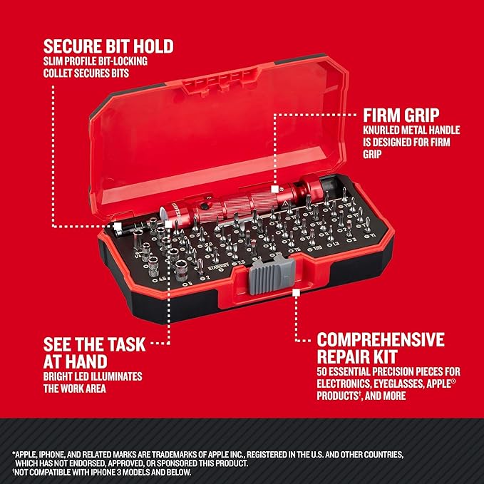 CRAFTSMAN 50pc LED Multi-Bit Screwdriver Set (CMHT68011N)