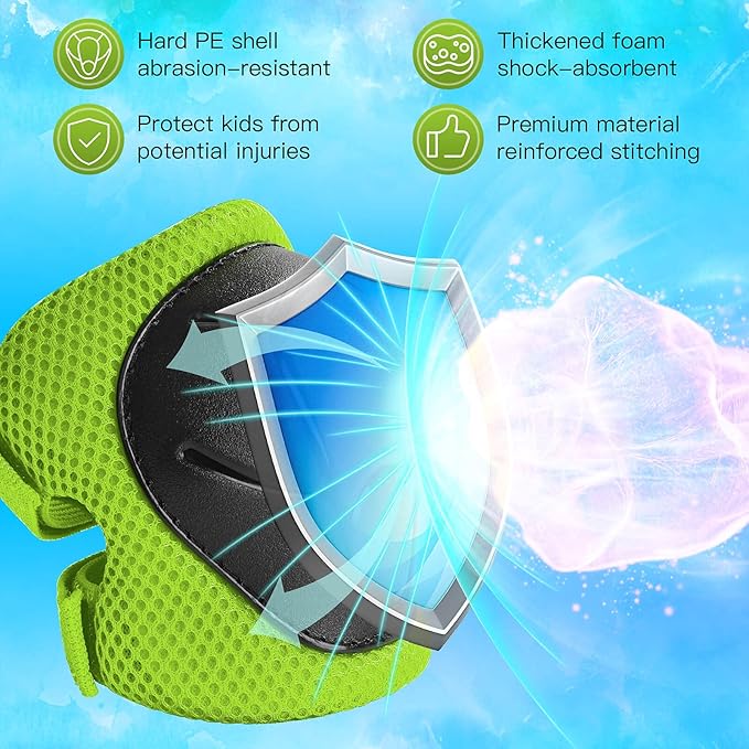Wemfg Kids Protective Gear Set Knee Pads for Kids 3-14 Years Toddler Knee and Elbow Pads with Wrist Guards 3 in 1 for Skating Cycling Bike Rollerblading Scooter