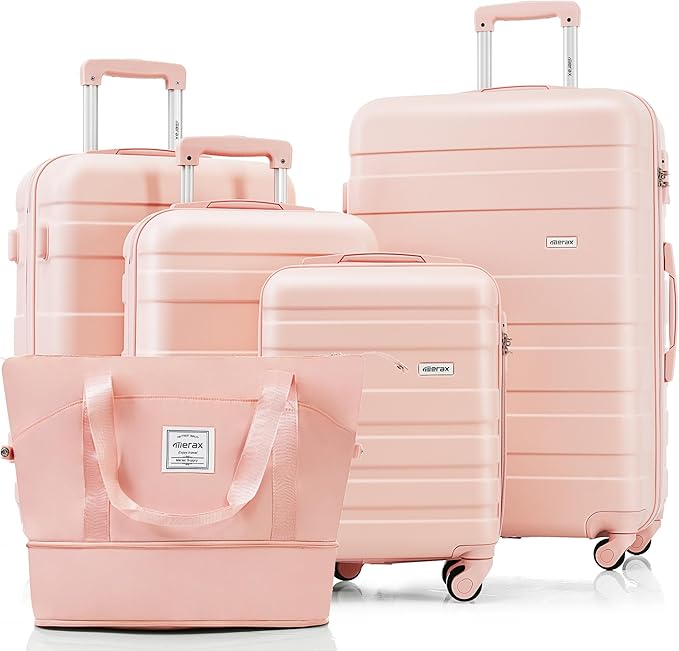 5ピース ABSハードシェル 荷物セット スピナーホイール スーツケース TSAロック付き