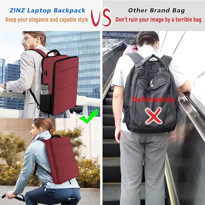 ZINZ Slim & Expandable Laptop Backpack 15 15.6 16 Inch Sleeve, Spill-Resistant Notebooks Bag Case for Most 14-16 Inch MacBooks Surface-Books Dell HP Lenovo Asus Computers,R01D02