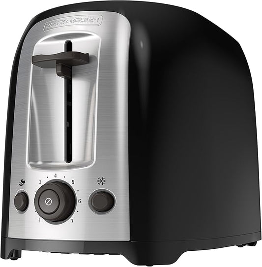 BLACK+DECKER 2-Slice Toaster, TR1278BD, Extra Wide Slots, 7 Shade Settings, 850 Watts, Frozen and Bagel Buttons