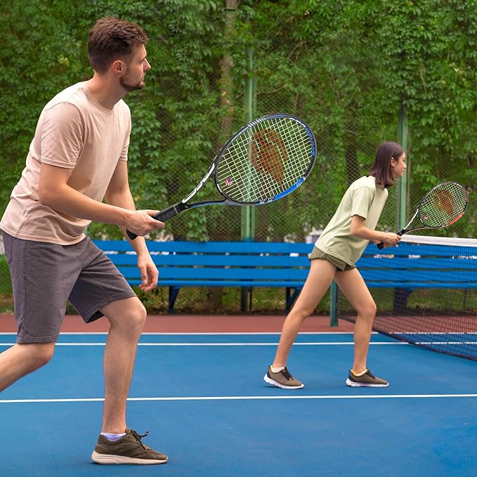Adult 2 Player Tennis Racket Perfect for Beginner and Professional Players, 27” Speed Tennis Racquet Include Tennis Balls, Overgrips, Tennis Bag, Vibration Dampe, Cover