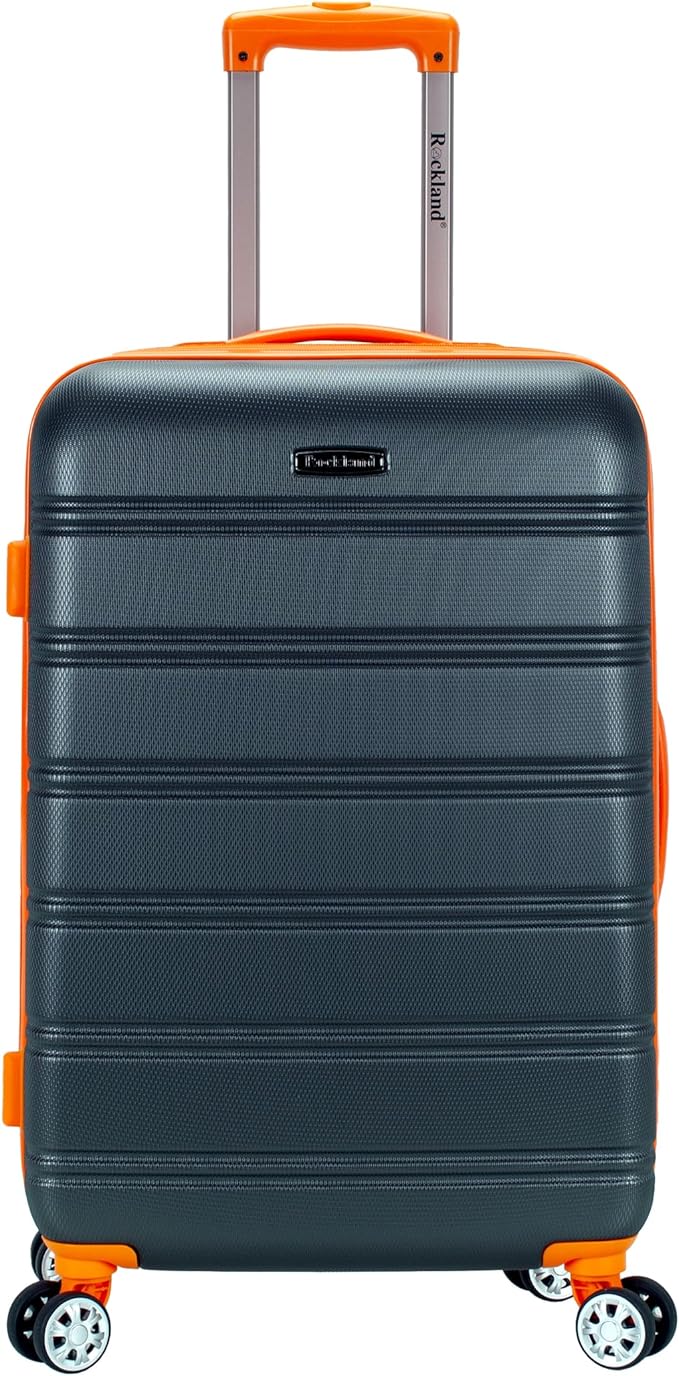 Rockland Melbourne ハードサイド 拡張可能スピナーホイールラゲッジ、チャコール、中型（24インチ）
