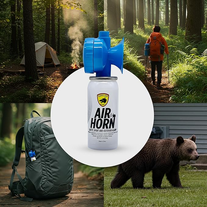 Guard Dog Security Air Horn For Safety, Loud Blow Horn, Hand Held Mini Air Horn for Self-Defense, Audible Over 1 Mile, 1.4 oz Can, Powerful, Portable and Mini Canned Accessories for Protection