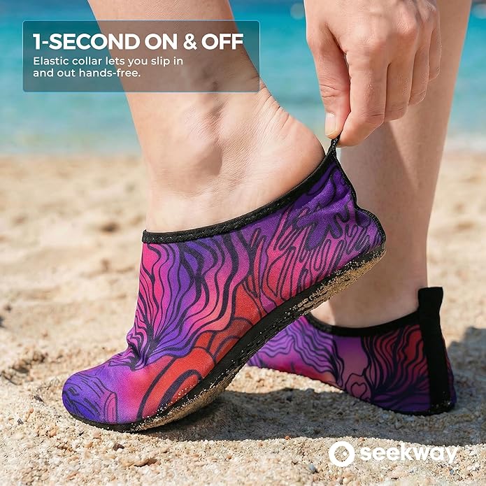 SEEKWAY Water Shoes Women Men Adult Quick-Dry Aqua Socks Barefoot Non Slip for Beach Swim River Pool Lake surf Black SK002(U)