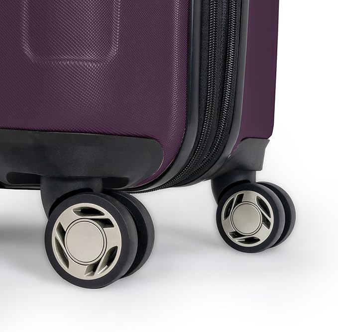 Kenneth Cole REACTION Renegade Luggage Expandable 8-Wheel Spinner Lightweight Hardside Suitcase, Midnight Plum, 24-Inch Checked