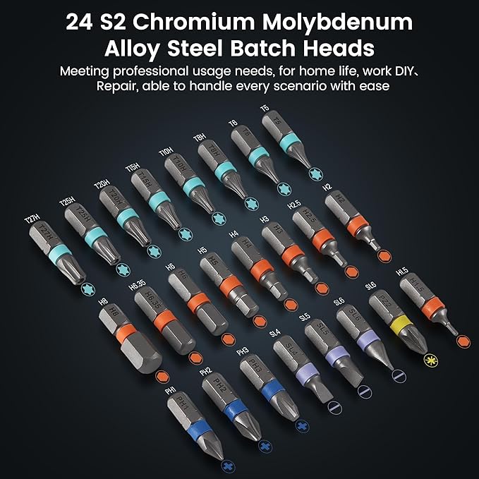 Screwdriver Set 24 in 1 Magnetic Ratchet with Precision Bits – Ideal for Home Repairs, DIY Projects, and Electronics – Ergonomic Rotatable Ratchet Handle and Storage Case –Perfect Holiday Gift