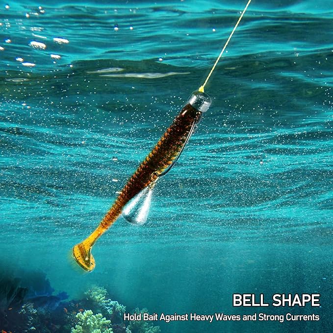 Dr.Fish 30 Pack Bass Casting Sinker Weights Lead Bell Drop Shot Weights with Brass Swivels Weight Freshwater Fishing Lead Sinker