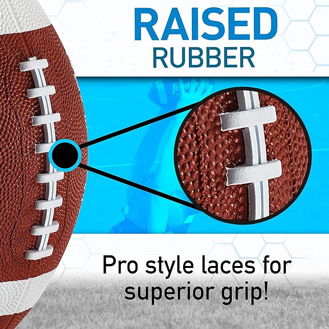 Franklin Sports Kids Junior Grip-Rite Youth Junior Size Rubber Footballs - Peewee Kids Durable Outdoor Footballs - Single & Bulk Packs Available